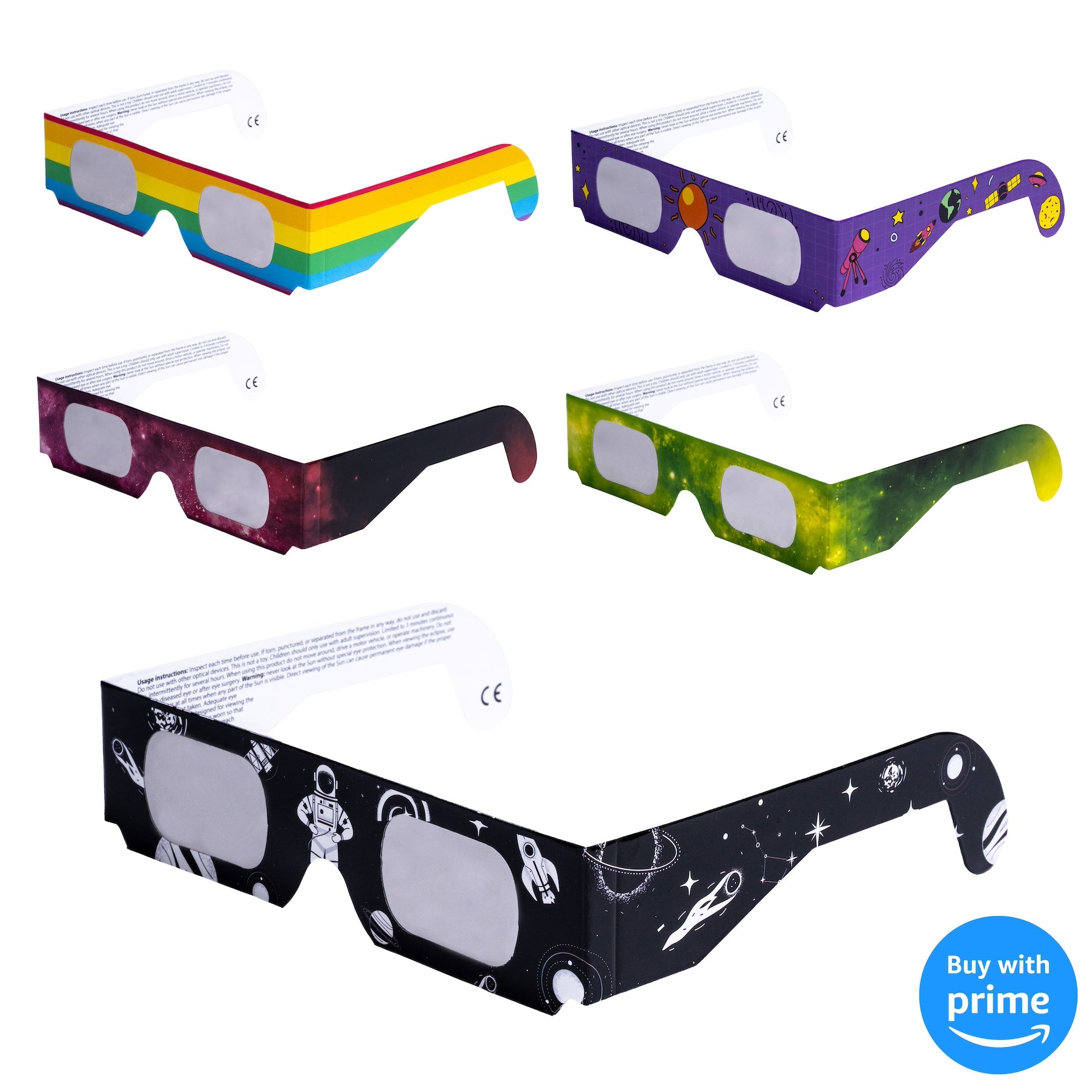 ISO Certified Eclipse Glasses, AAS Approved, Made in USA, 5 - Pack - Eclipse Optics